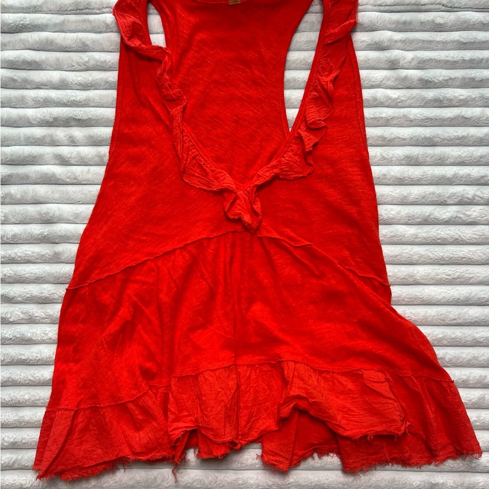 Free People Red Ruffle-Detail Tank Top